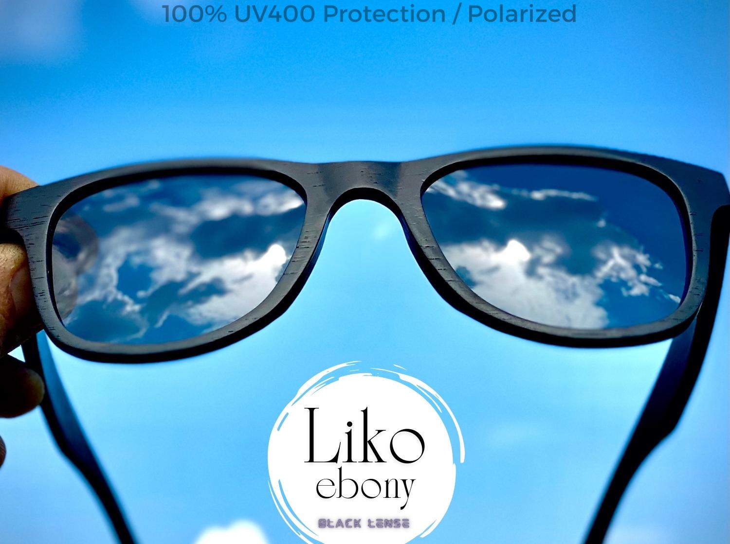 Liko ebony wood sunglasses - black frame and black lenses - polarized