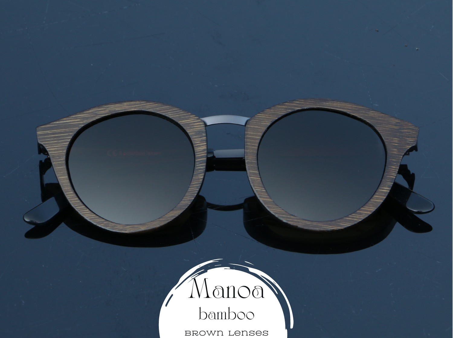 Manoa Bamboo sunglasses with metal frame and polarized brown lenses